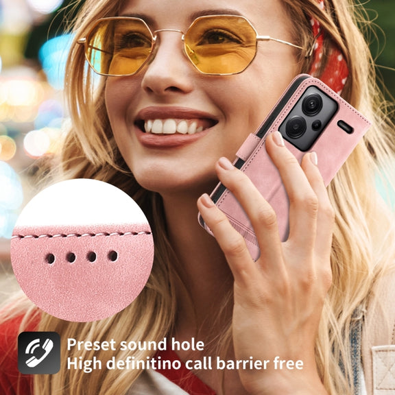 For Xiaomi Redmi Note 13 Pro+ Dierfeng Dream Line TPU + PU Leather Phone Case(Pink)