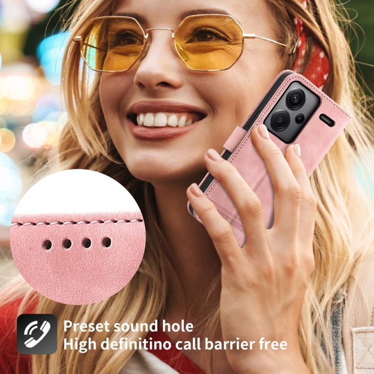 For Xiaomi Redmi Note 13 Pro+ Dierfeng Dream Line TPU + PU Leather Phone Case(Pink)