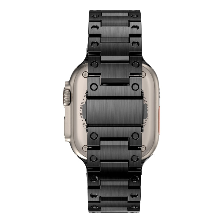 Double Rows Metal Watch Band For Apple Watch 7 45mm(Black)