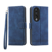 For Honor 90 5G Dierfeng Dream Line TPU Hybrid PU Leather Phone Case(Blue)