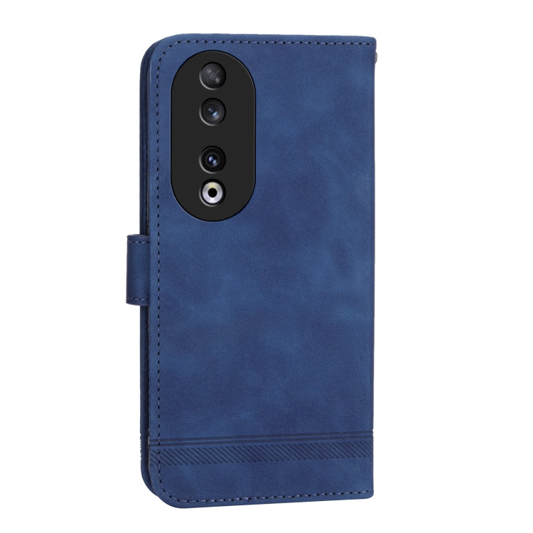 For Honor 90 5G Dierfeng Dream Line TPU Hybrid PU Leather Phone Case(Blue)