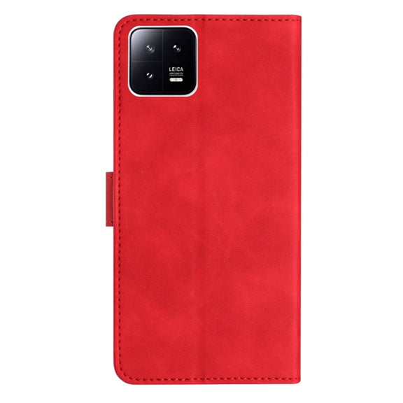 For Xiaomi 13 Seven Butterflies Embossed Leather Phone Case(Red)