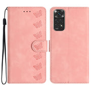 For Xiaomi Redmi Note 11 5G Seven Butterflies Embossed Leather Phone Case(Pink)