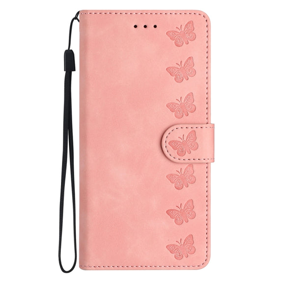 For Xiaomi Redmi Note 12 5G Global Seven Butterflies Embossed Leather Phone Case(Pink)