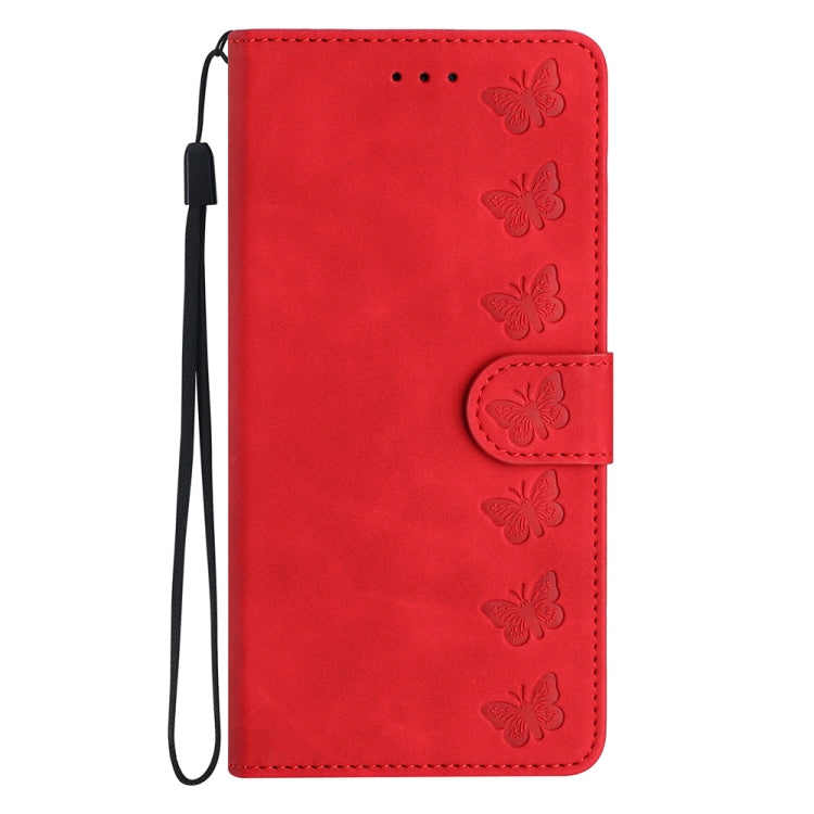 For Xiaomi Redmi Note 12 Pro 5G Global Seven Butterflies Embossed Leather Phone Case(Red)