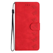 For Xiaomi Redmi Note 12 Pro 5G Global Seven Butterflies Embossed Leather Phone Case(Red)