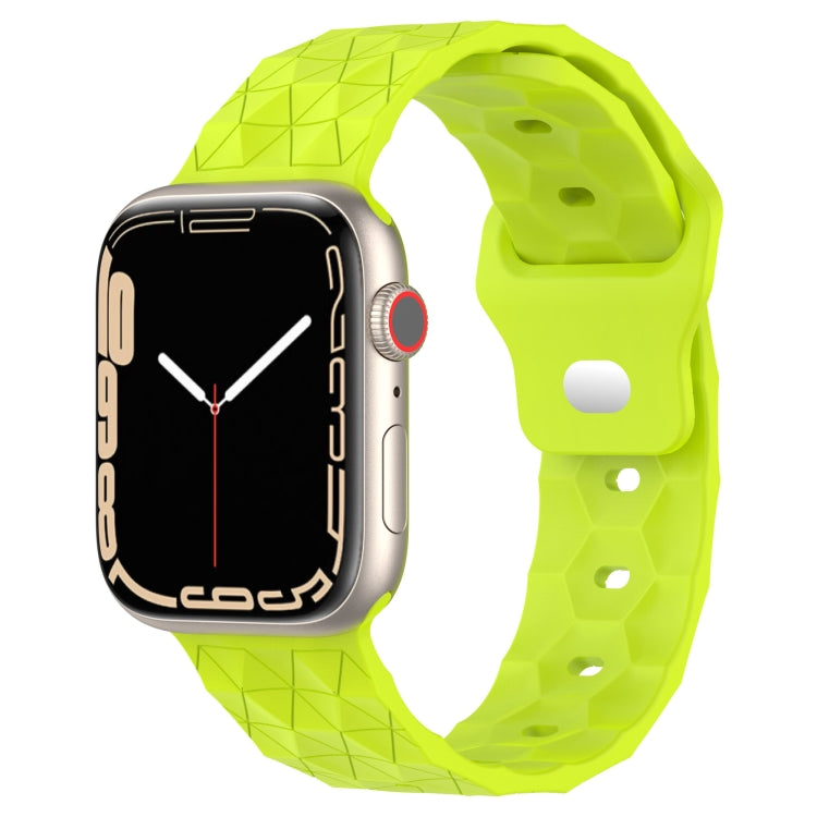 Football Texture Silicone Watch Band For Apple Watch SE 2022 44mm(Limes Green)