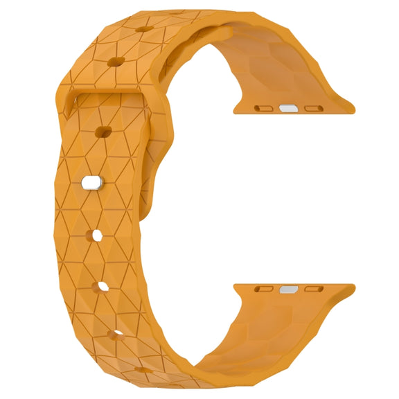 Football Texture Silicone Watch Band For Apple Watch 38mm(Yellow)