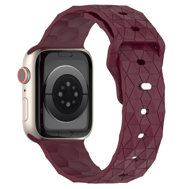 Football Texture Silicone Watch Band For Apple Watch 38mm(Wine Red)