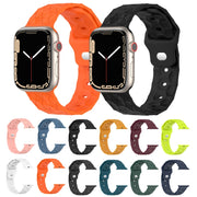 Football Texture Silicone Watch Band For Apple Watch 8 45mm(Dark Blue)