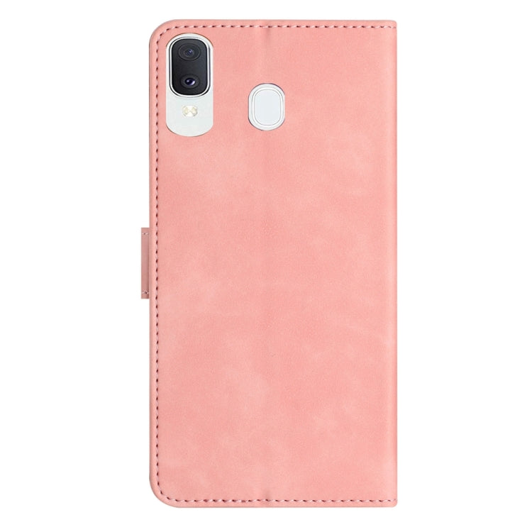For Samsung Galaxy A20 / A30 Seven Butterflies Embossed Leather Phone Case(Pink)