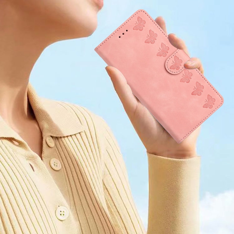 For Samsung Galaxy A20 / A30 Seven Butterflies Embossed Leather Phone Case(Pink)
