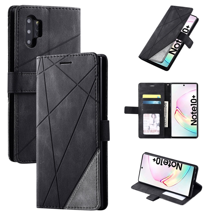 For Samsung Galaxy Note 10 Pro Skin Feel Splicing Horizontal Flip Leather Case with Holder & Card Slots & Wallet & Photo Frame(Black)