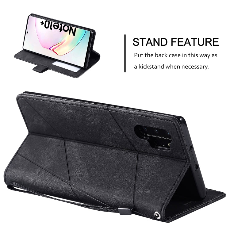 For Samsung Galaxy Note 10 Pro Skin Feel Splicing Horizontal Flip Leather Case with Holder & Card Slots & Wallet & Photo Frame(Black)