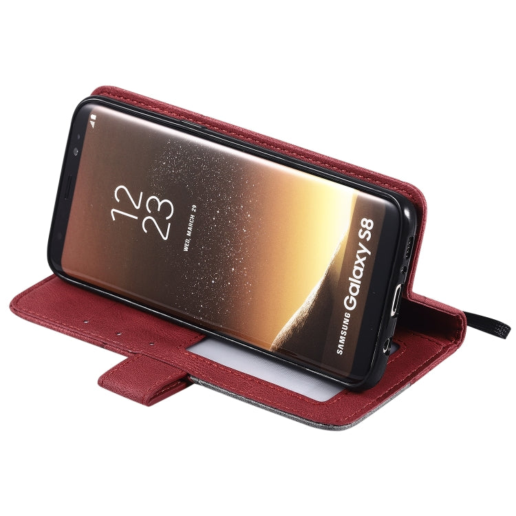 For Samsung Galaxy S8 Skin Feel Splicing Horizontal Flip Leather Case with Holder & Card Slots & Wallet & Photo Frame(Red)
