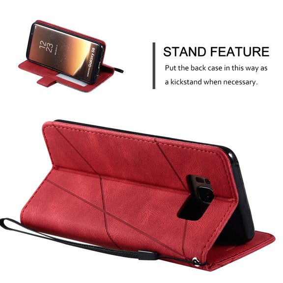 For Samsung Galaxy S8 Skin Feel Splicing Horizontal Flip Leather Case with Holder & Card Slots & Wallet & Photo Frame(Red)