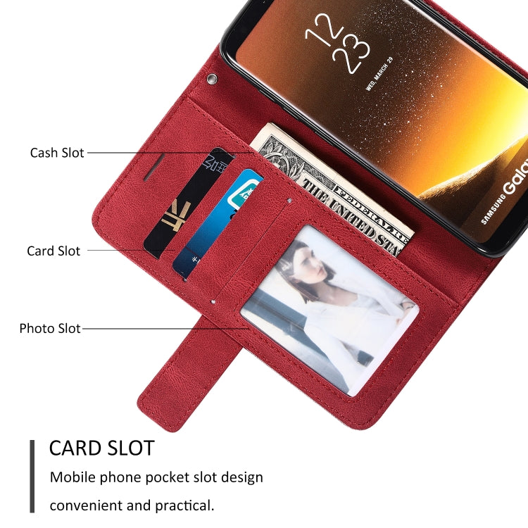 For Samsung Galaxy S8 Skin Feel Splicing Horizontal Flip Leather Case with Holder & Card Slots & Wallet & Photo Frame(Red)