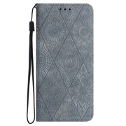 For Samsung Galaxy S21 Ultra 5G Ethnic Embossed Adsorption Leather Phone Case(Grey)