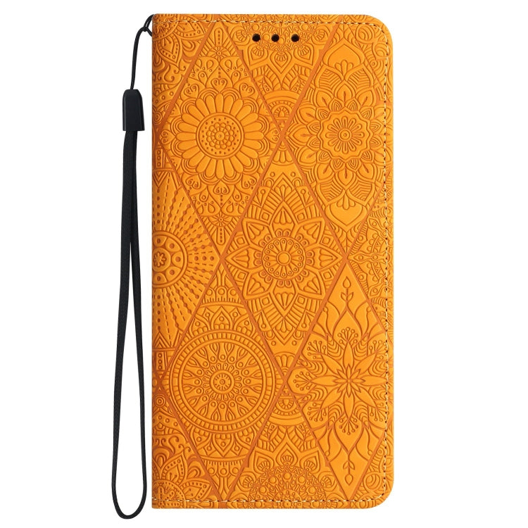 For Samsung Galaxy S20 FE Ethnic Embossed Adsorption Leather Phone Case(Yellow)