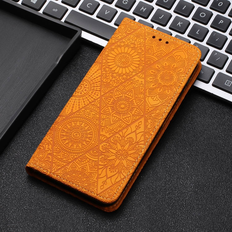 For Samsung Galaxy S20 FE Ethnic Embossed Adsorption Leather Phone Case(Yellow)