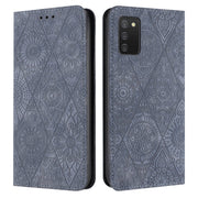 For Samsung Galaxy A02s 166mm Ethnic Embossed Adsorption Leather Phone Case(Grey)