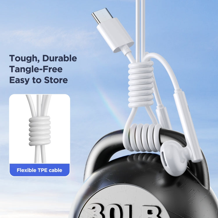 JOYRO0M JR-EC05 Type-C Half In-Ear Wired Earphone, Length: 1.2m(White)