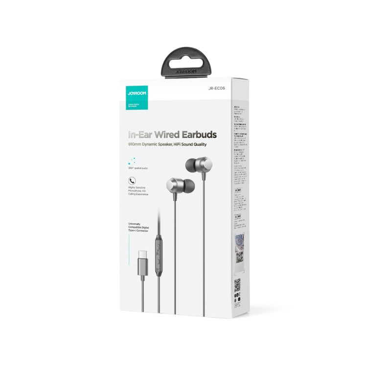 JOYROOM JR-EC06 Type-C Metal In-Ear Wired Earphone, Length: 1.2m(Dark Grey)
