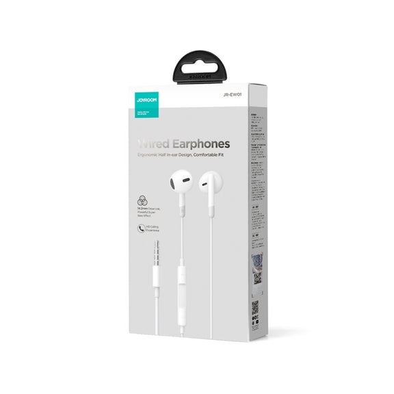 JOYROOM JR-EW01 3.5mm Half In-Ear Wired Earphone, Length: 1.2m(White)