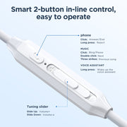 JOYRO0M JR-EW02 3.5mm In-Ear Wired Earphone, Length: 1.2m(White)