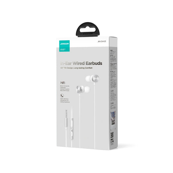 JOYROOM JR-EW03 3.5mm In-Ear Metal Wired Earphone, Length: 1.2m(White)