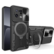For Xiaomi 13 Pro CD Texture Sliding Camshield Magnetic Holder Phone Case(Black)