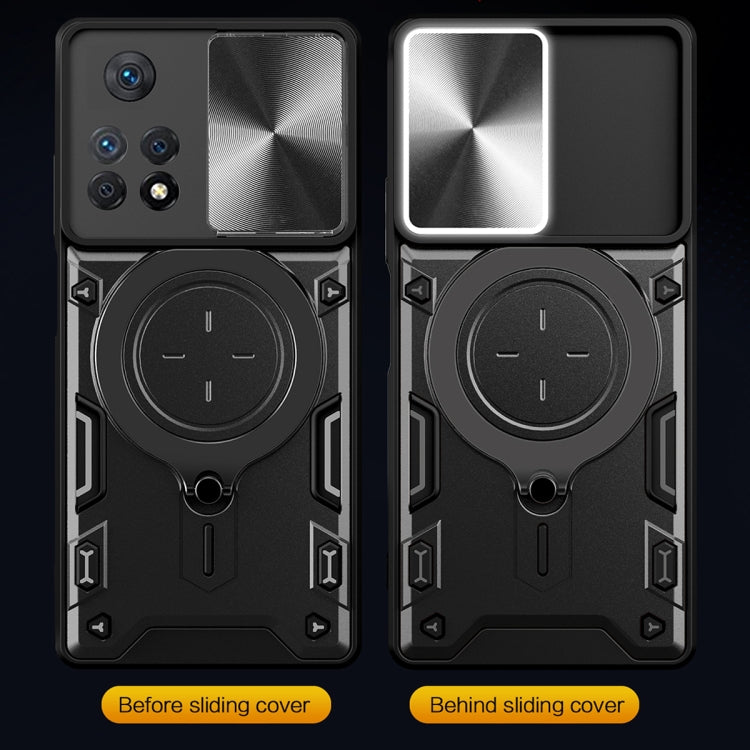 For Xiaomi Redmi Note 11 Pro CD Texture Sliding Camshield Magnetic Holder Phone Case(Black)