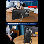 For Xiaomi 12T / 12T Pro CD Texture Sliding Camshield Magnetic Holder Phone Case(Red)