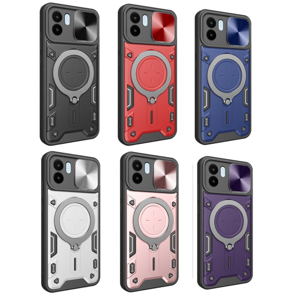 For Xiaomi Redmi A1 4G CD Texture Sliding Camshield Magnetic Holder Phone Case(Purple)