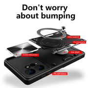 For Xiaomi Redmi Note 12 4G CD Texture Sliding Camshield Magnetic Holder Phone Case(Silver)