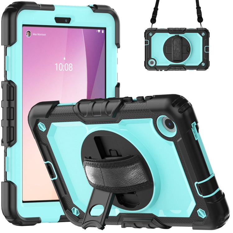 For Lenovo Tab M8 4th Gen Silicone Hybrid PC Tablet Case with Shoulder Strap(Light Blue PC)
