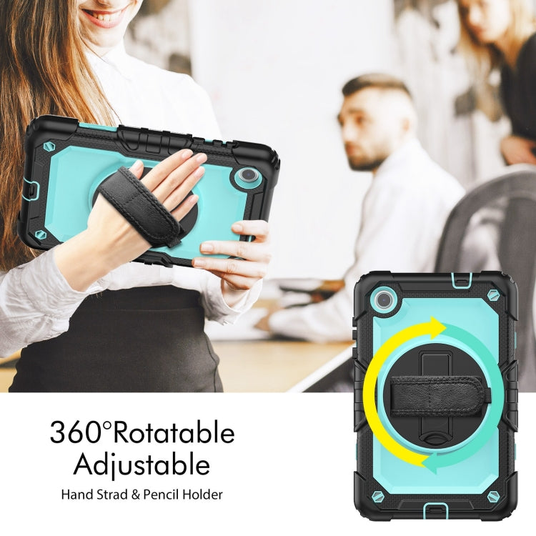 For Lenovo Tab M8 4th Gen Silicone Hybrid PC Tablet Case with Shoulder Strap(Light Blue PC)