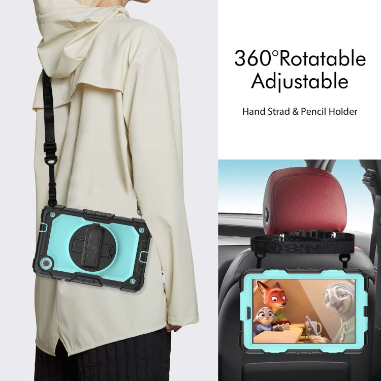 For Lenovo Tab M8 4th Gen Silicone Hybrid PC Tablet Case with Shoulder Strap(Light Blue PC)