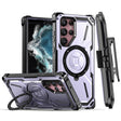 For Samsung Galaxy S21 Ultra 5G Armor Series Holder Phone Case with Back Clip(Purple) - free shipping - PMC TechLife - Order now!