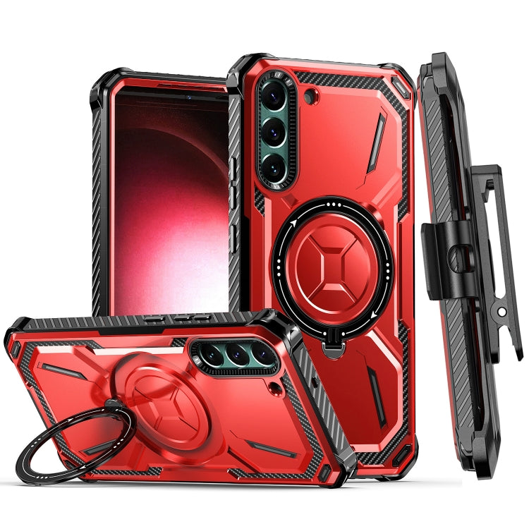 For Samsung Galaxy S21+ 5G Armor Series Holder Phone Case with Back Clip(Red)