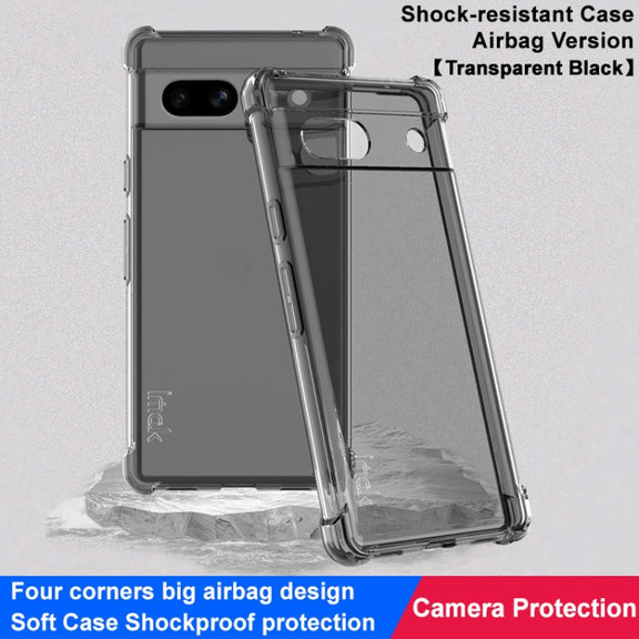 For Google Pixel 7a imak Shockproof Airbag TPU Phone Case(Transparent Black)