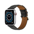 Embossed Line Genuine Leather Watch Band For Apple Watch SE 2022 40mm(Black) - Watch Bands by PMC TechLife | Online Shopping South Africa | PMC TechLife