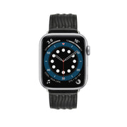 Embossed Line Genuine Leather Watch Band For Apple Watch SE 2022 40mm(Black)