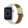 Embossed Line Genuine Leather Watch Band For Apple Watch 7 41mm(Milky White) - Watch Bands by PMC TechLife | Online Shopping South Africa | PMC TechLife
