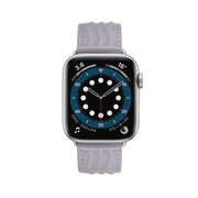 Embossed Line Genuine Leather Watch Band For Apple Watch 3 38mm(Lavender Purple)