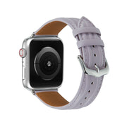 Embossed Line Genuine Leather Watch Band For Apple Watch 3 38mm(Lavender Purple)