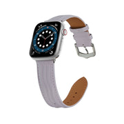 Embossed Line Genuine Leather Watch Band For Apple Watch 3 38mm(Lavender Purple)