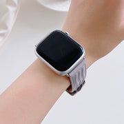 Embossed Line Genuine Leather Watch Band For Apple Watch 3 38mm(Lavender Purple)