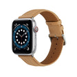 Embossed Line Genuine Leather Watch Band For Apple Watch 3 42mm(Khaki) - Watch Bands by PMC TechLife | Online Shopping South Africa | PMC TechLife