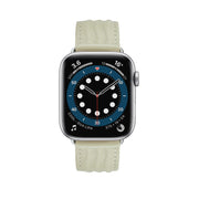 Embossed Line Genuine Leather Watch Band For Apple Watch 2 38mm(Milky White)